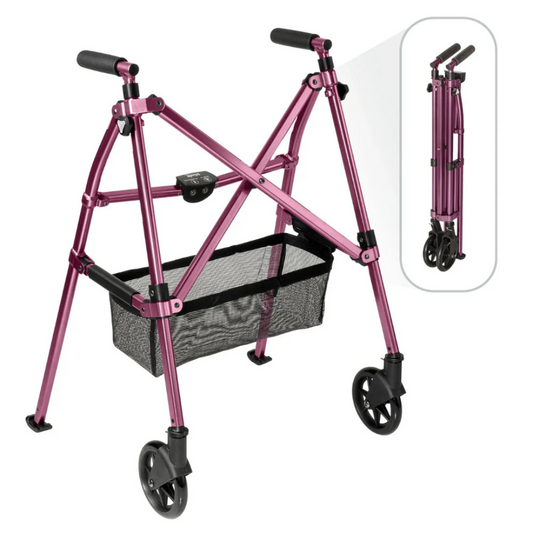 EZ Fold-N-Go Walker - Lightweight Folding Mobility Aid with Organizer Pouch – Regal Rose