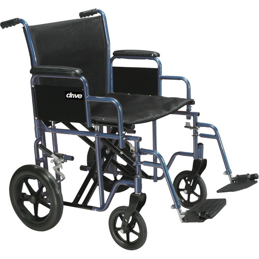 Drive Medical Transport Wheelchair Bariatric 22  Wide  Blue