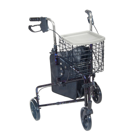 3 Wheel Rollator drive Deluxe Flame Blue Adjustable Height / Folding Aluminum Frame